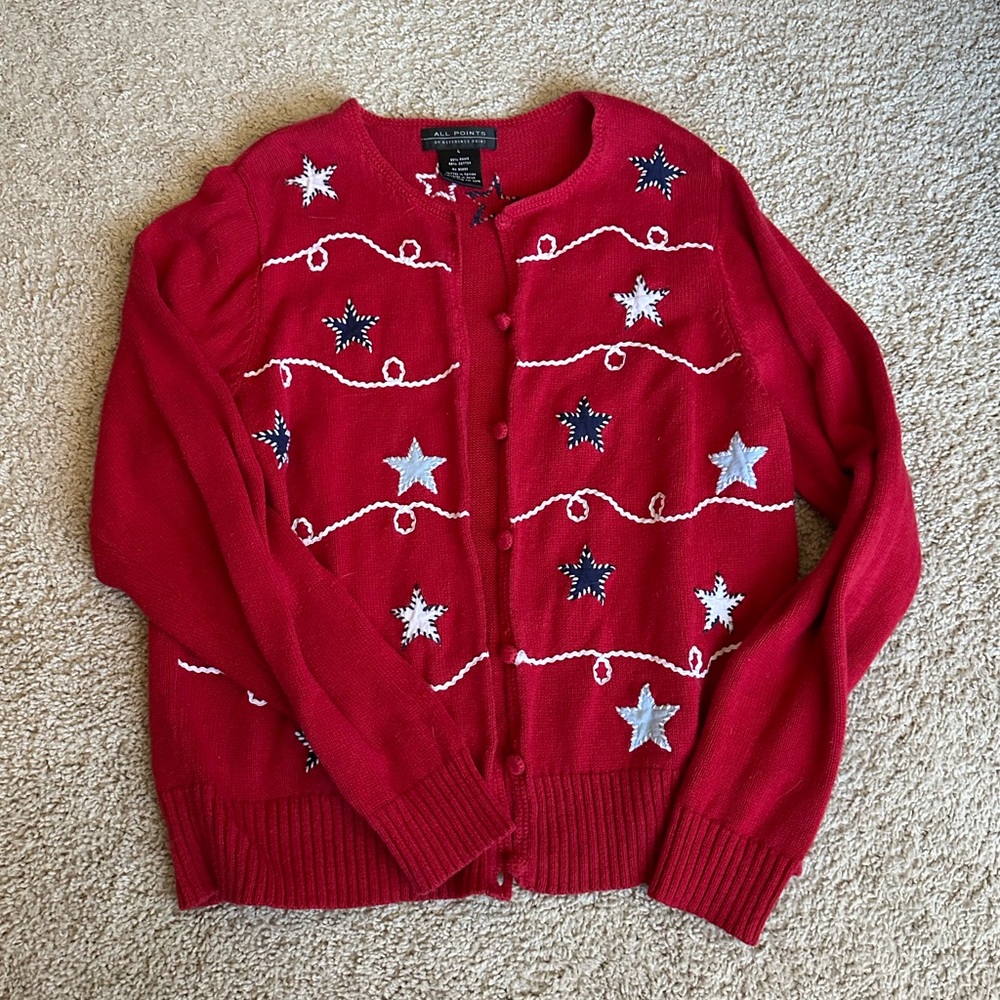 Red Star Embellished Women's Sweater